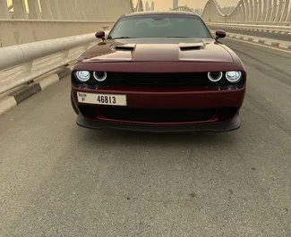 Dodge Challenger 2020 car hire in the UAE, featuring ✓ Petrol fuel and 309 horsepower ➤ Starting from 185 AED per day.