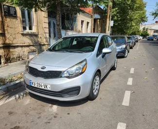 Front view of a rental Kia Rio in Kutaisi, Georgia ✓ Car #7206. ✓ Manual TM ✓ 4 reviews.