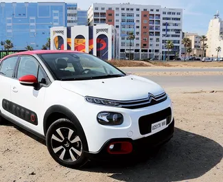 Front view of a rental Citroen C3 at Agadir Airport, Morocco ✓ Car #7559. ✓ Manual TM ✓ 0 reviews.