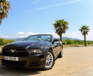 Front view of a rental Ford Mustang Cabrio in Batumi, Georgia ✓ Car #7577. ✓ Automatic TM ✓ 0 reviews.