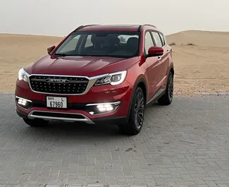 Front view of a rental Jetour X70 in Dubai, UAE ✓ Car #7486. ✓ Automatic TM ✓ 2 reviews.