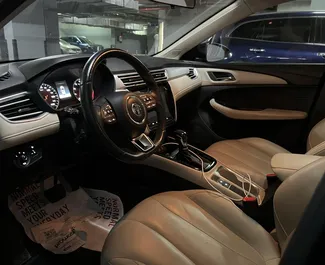 Interior of MG 5 for hire in the UAE. A Great 5-seater car with a Automatic transmission.