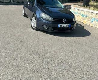 Front view of a rental Volkswagen Golf 6 in Durres, Albania ✓ Car #7406. ✓ Automatic TM ✓ 0 reviews.