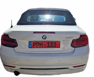 BMW 218i Cabrio 2018 automobilio nuoma Kipre, savybės ✓ Benzinas degalai ir  arklio galios ➤ Nuo 85 EUR per dieną.