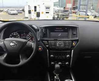 Interior of Nissan Pathfinder for hire in Georgia. A Great 7-seater car with a Automatic transmission.