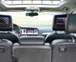 Interior of Audi Q7 for hire in Albania. A Great 7-seater car with a Automatic transmission.