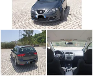 Přední pohled na pronájem SEAT Altea na letišti Tirana, Albánie ✓ Auto č. 7752. ✓ Převodovka Manuální TM ✓ Recenze 0.