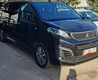 Front view of a rental Peugeot Expert Traveller at Antalya Airport, Turkey ✓ Car #8087. ✓ Automatic TM ✓ 1 reviews.