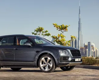 Bentley Bentayga 2018 car hire in the UAE, featuring ✓ Petrol fuel and 550 horsepower ➤ Starting from 1500 AED per day.