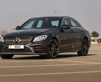 Front view of a rental Mercedes-Benz C200 in Dubai, UAE ✓ Car #4953. ✓ Automatic TM ✓ 0 reviews.