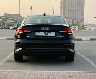 Audi A3 Sedan 2023 car hire in the UAE, featuring ✓ Petrol fuel and 150 horsepower ➤ Starting from 150 AED per day.