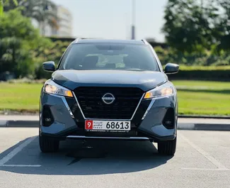 Nissan Kicks 2024 car hire in the UAE, featuring ✓ Petrol fuel and 118 horsepower ➤ Starting from 90 AED per day.