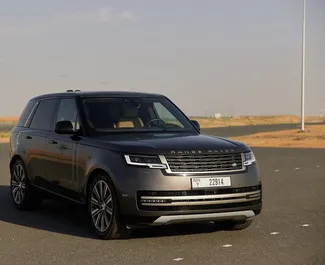 Front view of a rental Land Rover Range Rover in Dubai, UAE ✓ Car #8416. ✓ Automatic TM ✓ 0 reviews.