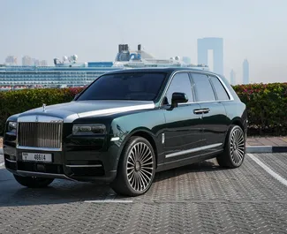 Rolls-Royce Cullinan 2021 car hire in the UAE, featuring ✓ Petrol fuel and 592 horsepower ➤ Starting from 3840 AED per day.