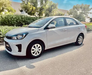 Kia Pegas 2024 car hire in the UAE, featuring ✓ Petrol fuel and 95 horsepower ➤ Starting from 75 AED per day.