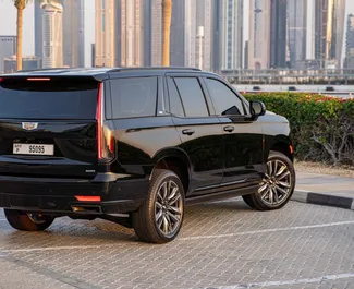 Front view of a rental Cadillac Escalade in Dubai, UAE ✓ Car #8403. ✓ Automatic TM ✓ 0 reviews.