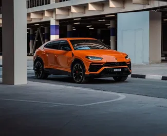 Front view of a rental Lamborghini Urus in Dubai, UAE ✓ Car #8397. ✓ Automatic TM ✓ 0 reviews.