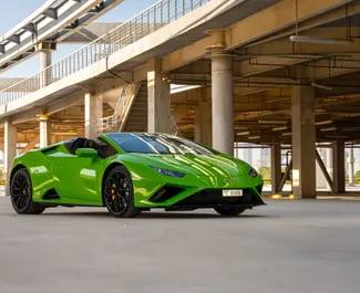 Car Hire Lamborghini Huracan Evo Cabrio #8409 Automatic in Dubai, equipped with 5.2L engine ➤ From Kumar in the UAE.