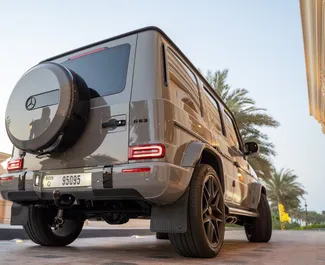 Front view of a rental Mercedes-Benz G63 AMG in Dubai, UAE ✓ Car #8400. ✓ Automatic TM ✓ 0 reviews.