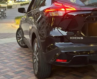 Nissan Kicks rental. Economy, Comfort, Crossover Car for Renting in the UAE ✓ Deposit of 1500 AED ✓ TPL, CDW, SCDW, Passengers, Theft insurance options.