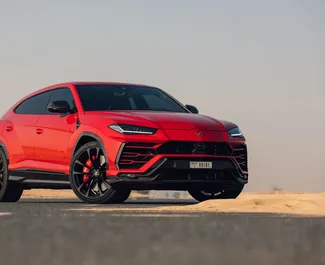 Front view of a rental Lamborghini Urus in Dubai, UAE ✓ Car #8398. ✓ Automatic TM ✓ 0 reviews.