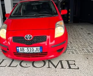 Front view of a rental Toyota Yaris in Tirana, Albania ✓ Car #8624. ✓ Automatic TM ✓ 0 reviews.