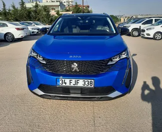 Front view of a rental Peugeot 3008 at Antalya Airport, Turkey ✓ Car #8765. ✓ Automatic TM ✓ 1 reviews.