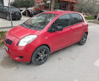 Front view of a rental Toyota Yaris in Durres, Albania ✓ Car #8594. ✓ Manual TM ✓ 0 reviews.