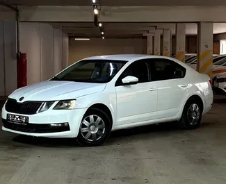 Sprednji pogled najetega avtomobila Skoda Octavia v v Bakuju, Azerbajdžan ✓ Avtomobil #9083. ✓ Menjalnik Samodejno TM ✓ Mnenja 0.