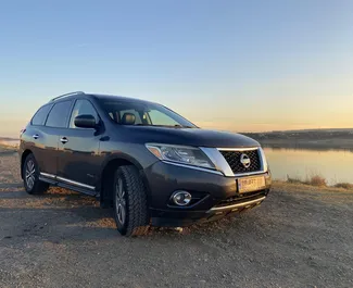 Front view of a rental Nissan Pathfinder in Tbilisi, Georgia ✓ Car #9113. ✓ Automatic TM ✓ 0 reviews.