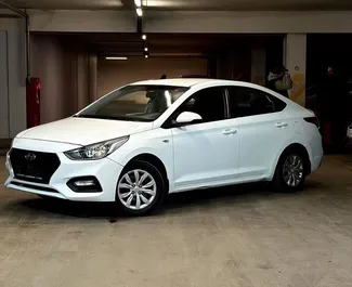 Front view of a rental Hyundai Accent in Baku, Azerbaijan ✓ Car #9082. ✓ Automatic TM ✓ 0 reviews.