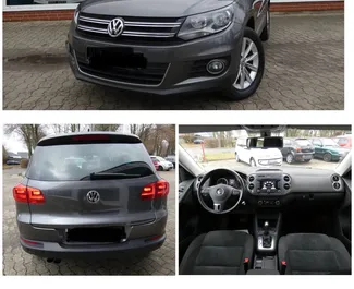 Front view of a rental Volkswagen Tiguan at Tirana airport, Albania ✓ Car #9308. ✓ Automatic TM ✓ 0 reviews.