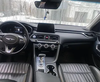 Bilutleie av Genesis G70 2019 i i Russland, inkluderer ✓ Bensin drivstoff og 197 hestekrefter ➤ Starter fra 3490 RUB per dag.