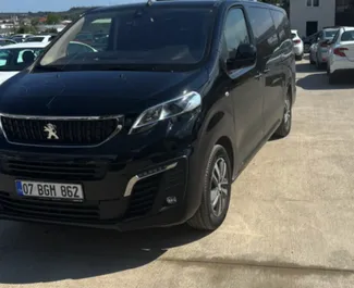 Front view of a rental Peugeot Expert Traveller at Antalya Airport, Turkey ✓ Car #8088. ✓ Automatic TM ✓ 0 reviews.