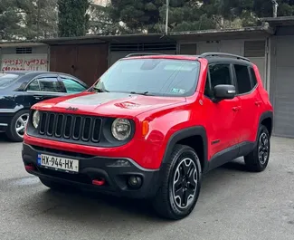 Front view of a rental Jeep Renegade in Tbilisi, Georgia ✓ Car #9528. ✓ Automatic TM ✓ 0 reviews.