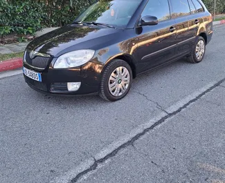 Front view of a rental Skoda Fabia Combi in Tirana, Albania ✓ Car #9581. ✓ Manual TM ✓ 0 reviews.