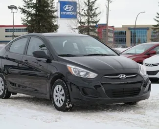 Front view of a rental Hyundai Accent Blue in Durres, Albania ✓ Car #9587. ✓ Automatic TM ✓ 1 reviews.