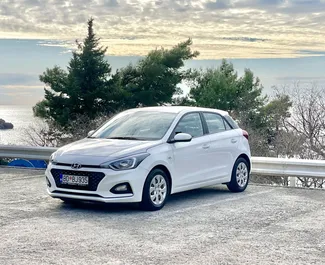 Front view of a rental Hyundai i20 in Budva, Montenegro ✓ Car #9395. ✓ Automatic TM ✓ 0 reviews.