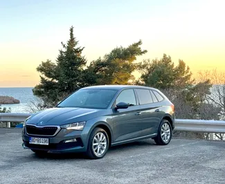 Front view of a rental Skoda Scala in Budva, Montenegro ✓ Car #9397. ✓ Automatic TM ✓ 0 reviews.