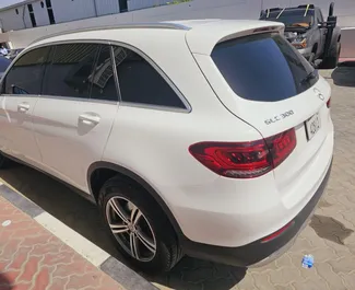 Mercedes-Benz GLC300 2020 car hire in the UAE, featuring ✓ Petrol fuel and 280 horsepower ➤ Starting from 230 AED per day.