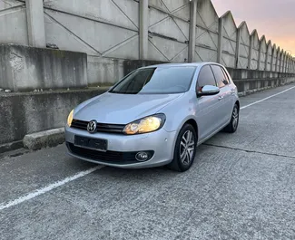 Front view of a rental Volkswagen Golf 6 in Durres, Albania ✓ Car #9399. ✓ Automatic TM ✓ 1 reviews.