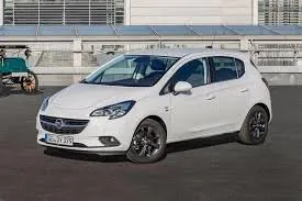 Front view of a rental Opel Corsa at Santorini Airport, Greece ✓ Car #9621. ✓ Automatic TM ✓ 0 reviews.