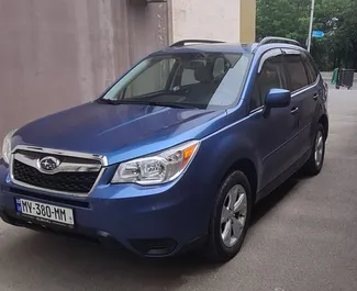 Frontvisning av en leiebil Subaru Forester i Tbilisi, Georgia ✓ Bil #10064. ✓ Automatisk TM ✓ 0 anmeldelser.