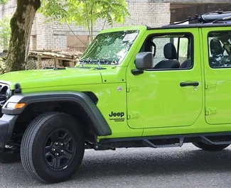 Jeep Wrangler Sahara rental. Comfort, SUV, Cabrio Car for Renting in Georgia ✓ Deposit of 850 GEL ✓ TPL, FDW, Passengers, Theft insurance options.