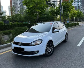 Front view of a rental Volkswagen Golf 6 in Tirana, Albania ✓ Car #9578. ✓ Automatic TM ✓ 0 reviews.