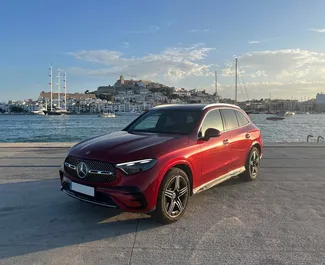Front view of a rental Mercedes-Benz GLC-Class at Ibiza Airport, Spain ✓ Car #10453. ✓ Automatic TM ✓ 0 reviews.