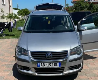 Front view of a rental Volkswagen Touran in Tirana, Albania ✓ Car #10499. ✓ Automatic TM ✓ 0 reviews.