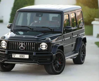 Front view of a rental Mercedes-Benz G63 AMG in Dubai, UAE ✓ Car #6163. ✓ Automatic TM ✓ 0 reviews.