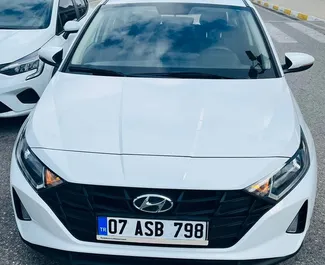 Front view of a rental Hyundai i20 at Antalya Airport, Turkey ✓ Car #4901. ✓ Automatic TM ✓ 1 reviews.