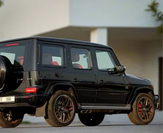Mercedes-Benz G63 AMG 2022 car hire in the UAE, featuring ✓ Petrol fuel and 650 horsepower ➤ Starting from 1800 AED per day.